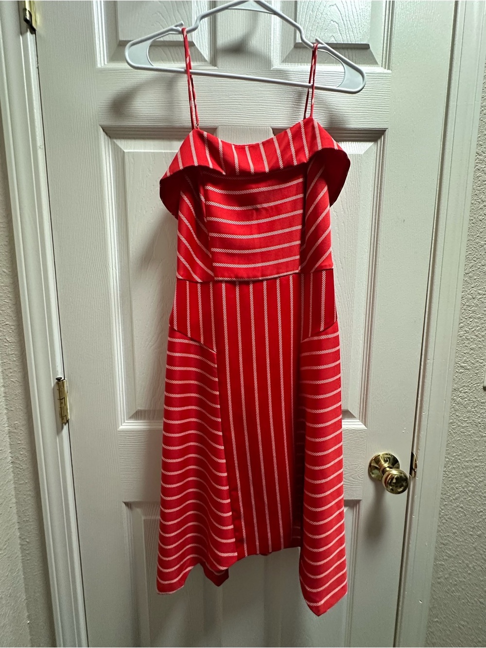 Banana Republic Red and White Striped Midi Dress